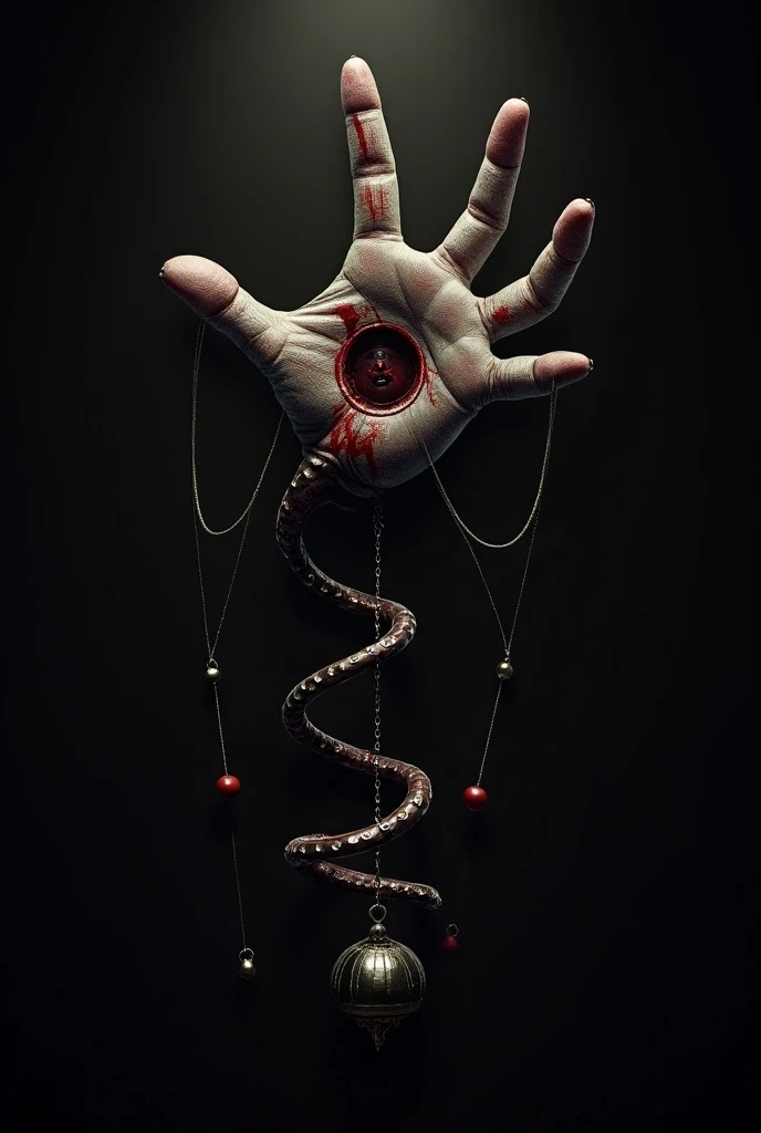 Create a logo with the name Pedro Alves one hand 
With a line holding a pendulum and a clown puppet horror and a spiral 4k Full Hd in a circus 
