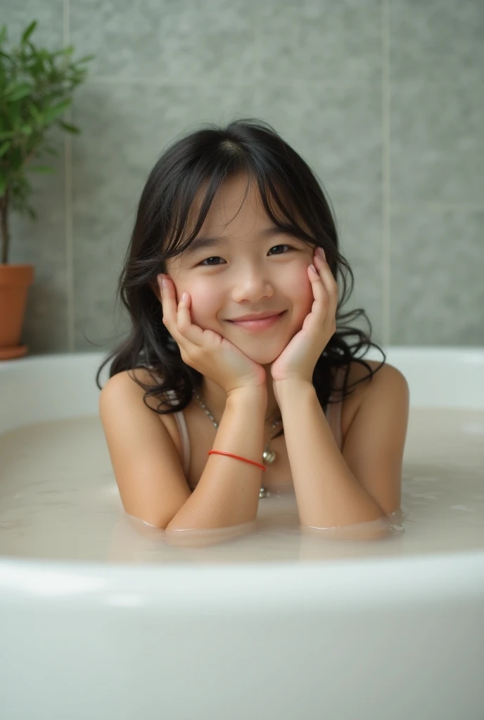  female elementary school student, Taking a bath