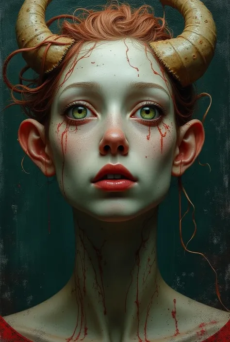 Realistic faces and anatomy rendered with antialiasing and inspired by the styles of Victor Adame Minguez and Casey Baugh, featuring the patina of aged Saturne glass and intricate topographic line work, set against a moody and somber backdrop with desatura...