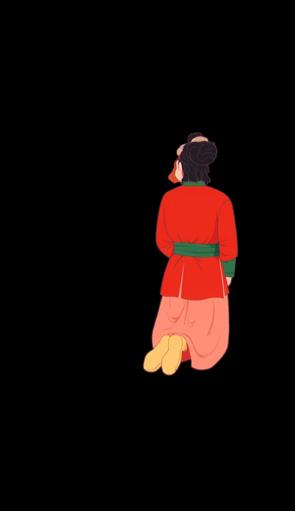 A kneeling male servant in the Han Dynasty，The background 