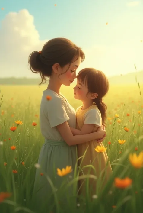 Mom in a field with her daughter, rehabilitation, a loss , love, heart