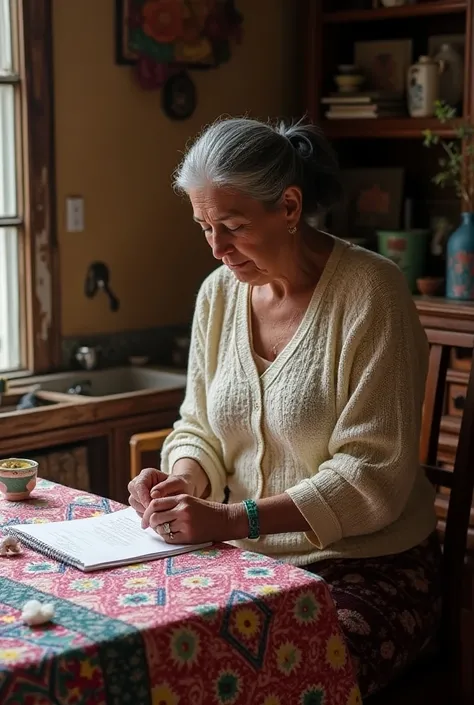  Nothing would stand between her and her dream of becoming the best knitter,  thats why she alternated household chores and weaving garments , as:  pochos , napkins,  individual , tablecloths,  quilts , shawls , etc. 