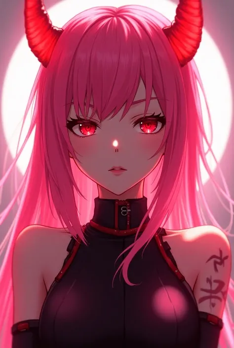 Zero_two, Pink hair is logo and well defined ,  light and bright red eyes,  Backlight , bang, makeup,  Detailed eyes, symmetrical face,  dynamic hair movement ,  dynamic pose , pixiv, anime, sharp focus, 35mm, ultra detail, , radiant light, cowboy shot, se...