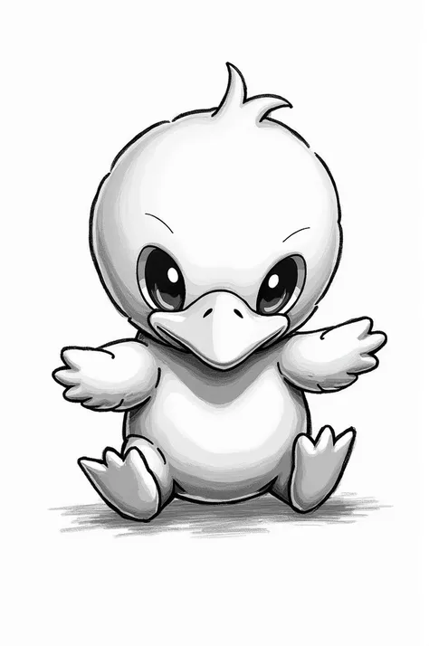 Create a black and white sketch of the Pokemon Psyduck for a tattoo 