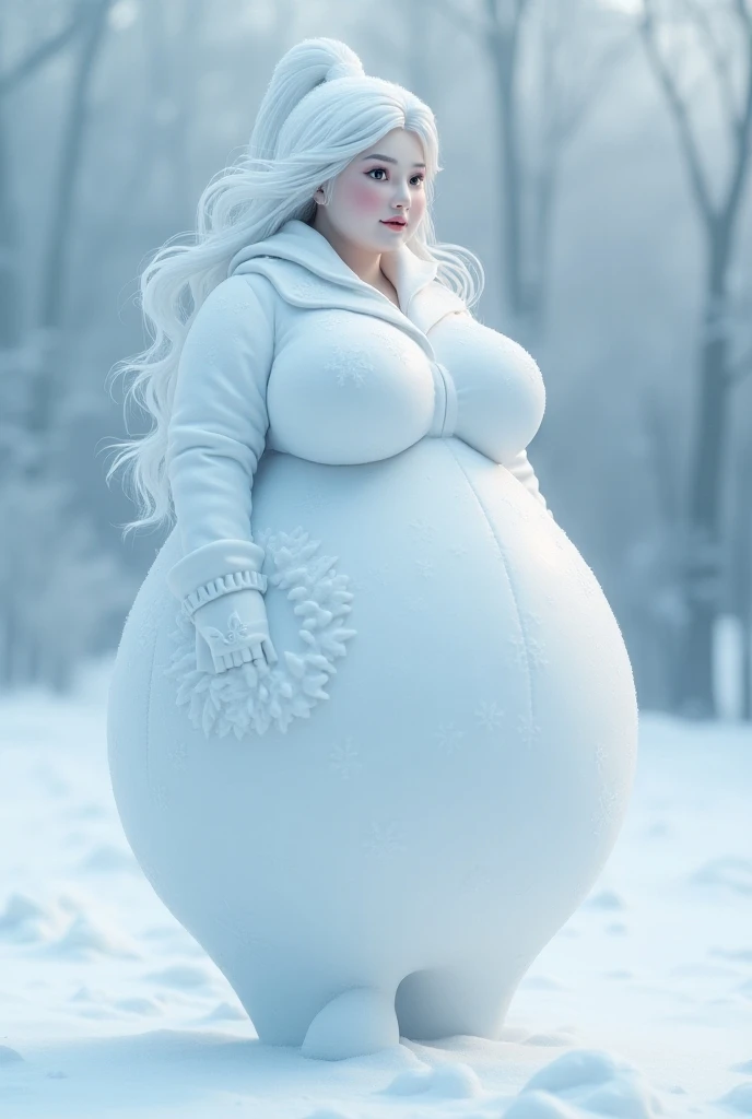 Snowwoman with big breasts. 