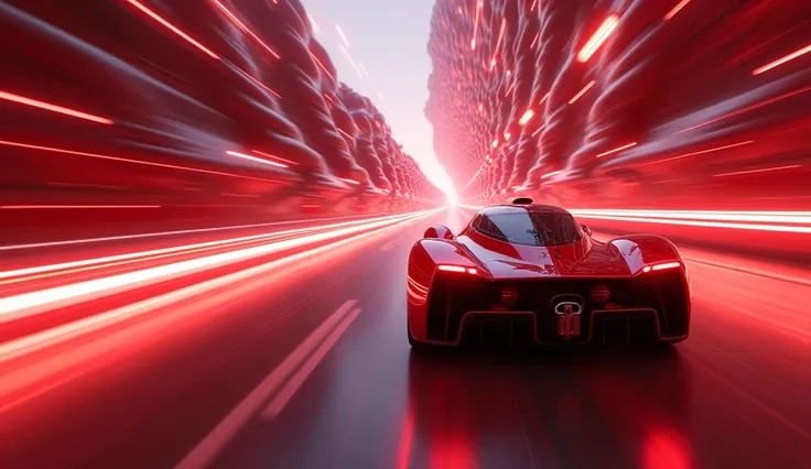 "A stylized, fast-moving stream of blood cells racing through arteries at a high speed, symbolizing the 2,000 kilometers a day travel. Show red blood cells with a futuristic, racecar-like look, with speed lines around them for motion."