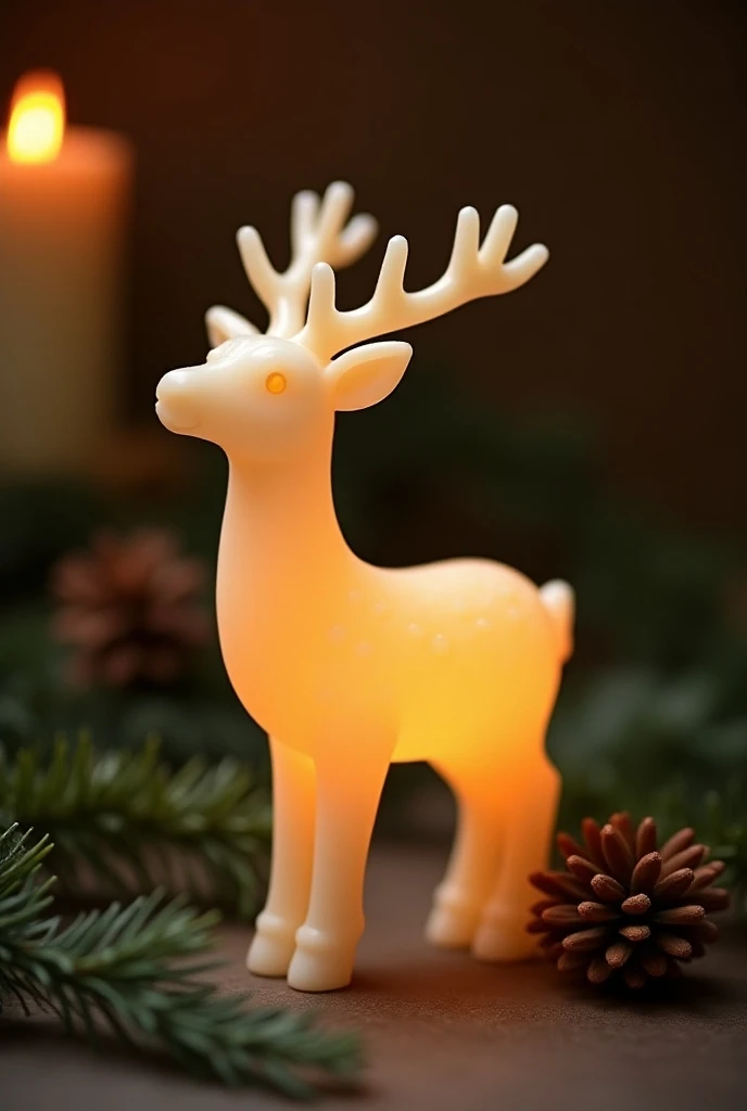 Handmade candle in the shape of a deer for Christmas 