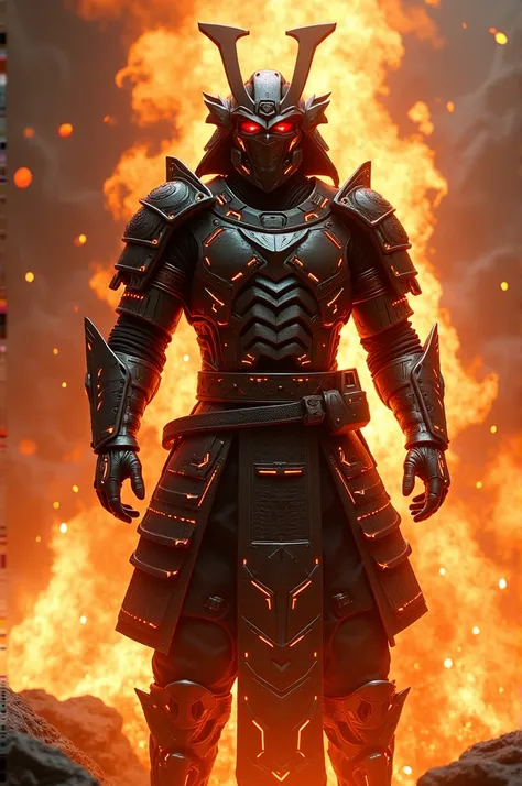 Full armor Cyber sumarui with infernos fire standing