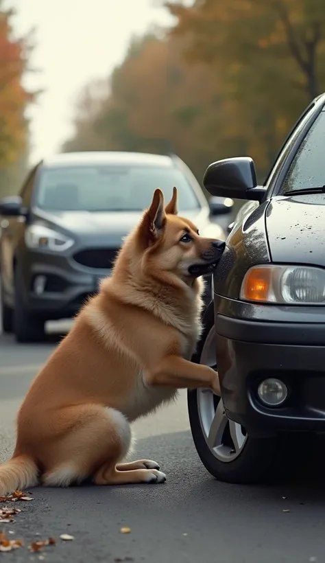 "CREATE A REALISTIC VIDEO OF A DOG being hit by a car"