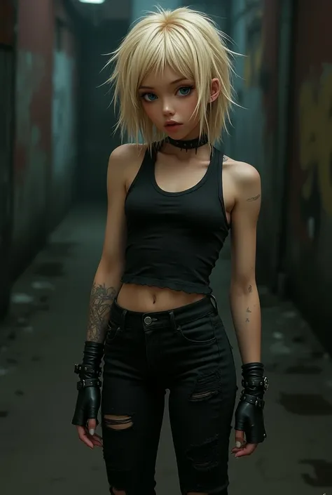 young punk emo girl, blond hair, sexy, german, blonde