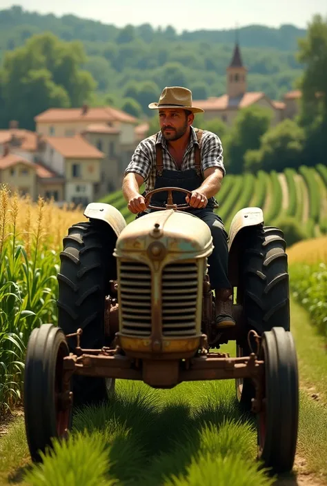 I want to create a French farmer on a tractor