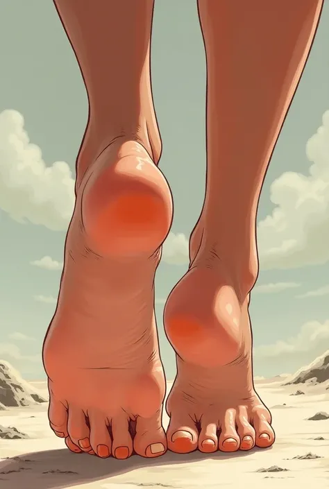 Android 18 from Dragon Ball Z showing the sweaty soles of her feet in Dragon Ball style