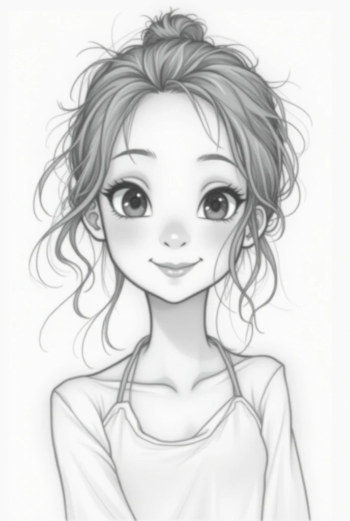 A cute girl picture drawing with pencil 