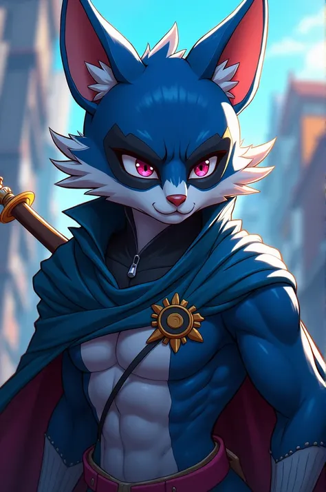 Zorro furry azul animé 