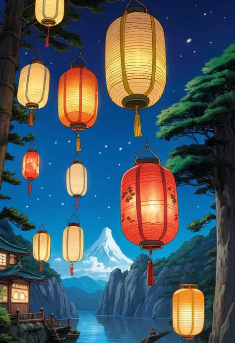 Floating Lanterns, Lantern, by Studio Ghibli Style, Ghibli color, Miyazaki Hayao style.
best quality, masterpiece, intricate details, ultra-detailed