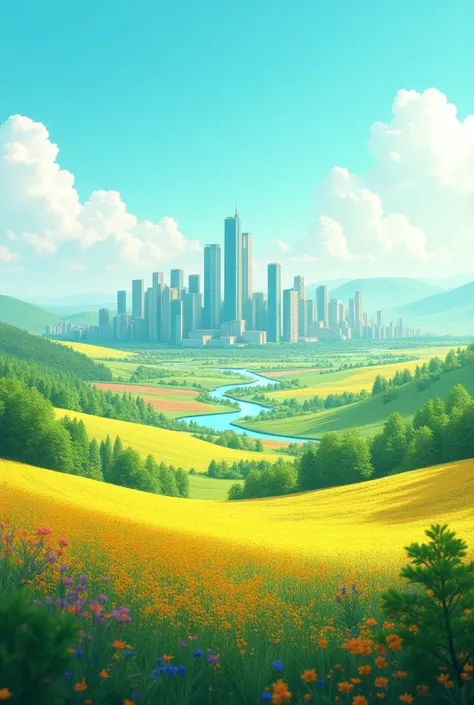 create a background for the future of Kazakhstan, where fields will flourish, cities will be more environmentally friendly and clean, and people will be kinder and more cheerful