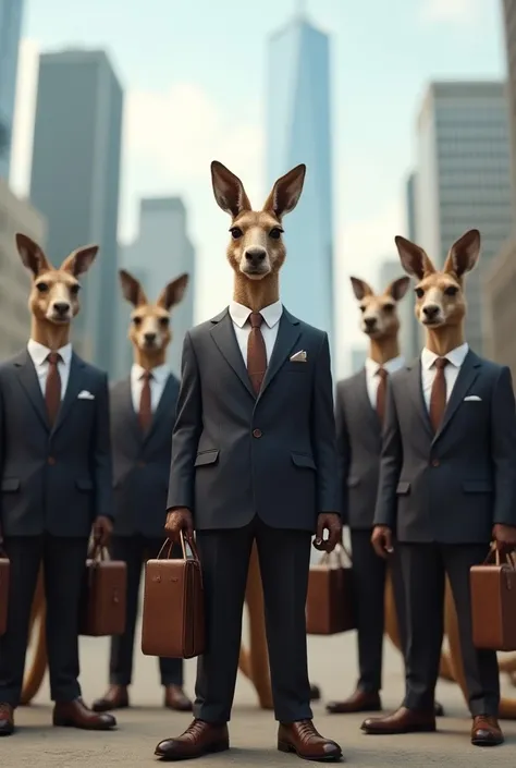 Kangaroos dressed in suits 