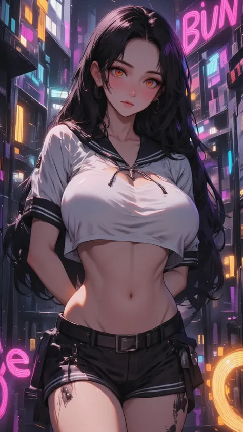 One girl、uniform　sexy　Erotic　Black Hair　mini skirt　Student Uniform　Sailor suit, Excellent anatomy, masterpiece, Highest quality,Realistic, hyperRealistic, 16k hdr,(((skirt lift))),NSFW、Long Hair、Straight Hair、bangs、freckles、Brown Hair、high school girl、Whit...