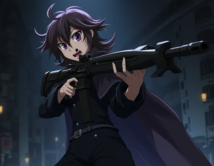 Chat create an anime-style image of JazzGhost holding a rifle