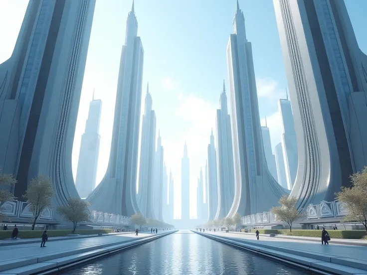 Create a Futuristic image with High Resolution buildings, 