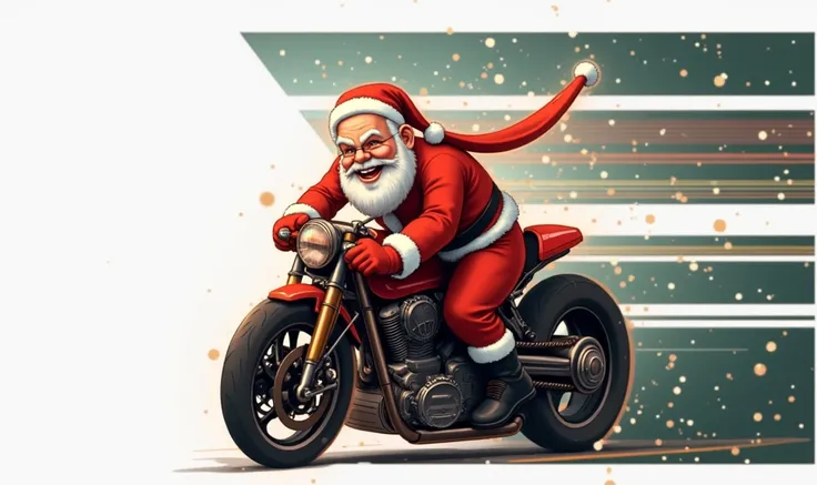 CREATE A SANTA CLAUS RIDING THIS MOTORCYCLE