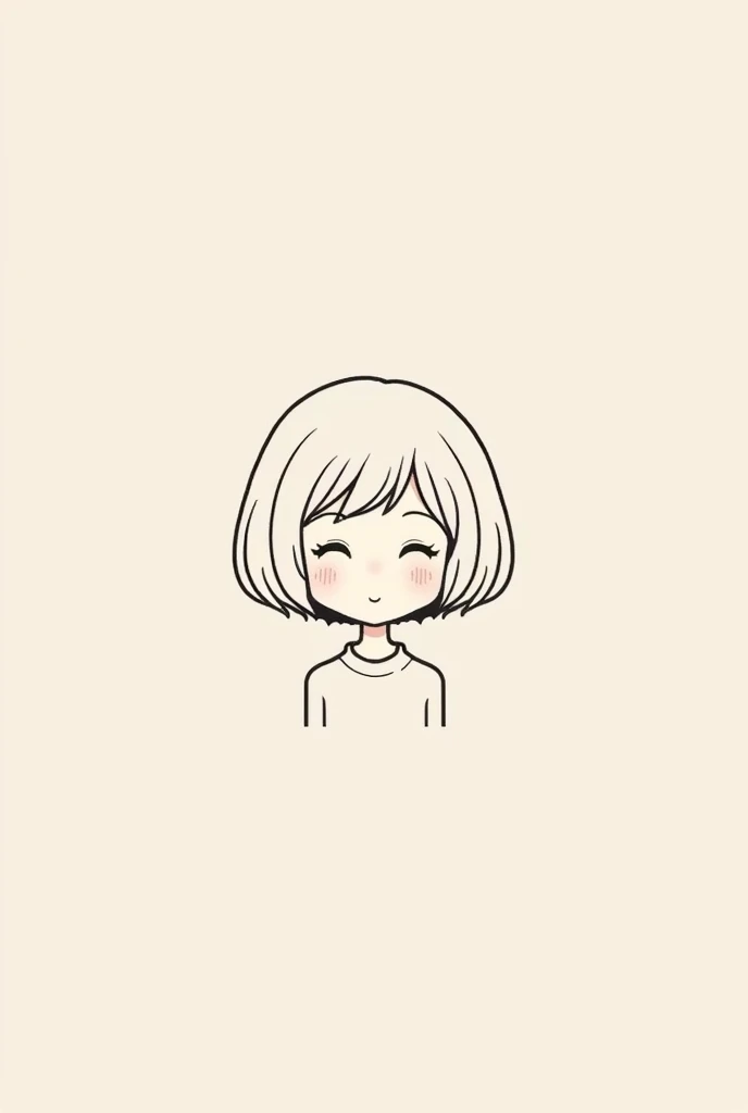 I want to make an icon for SNS 。 short bob and gentle face 30s 〜40s、 simple anime style with thin line art