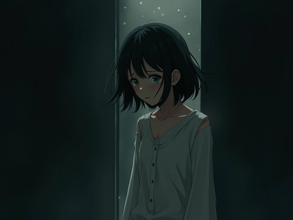 Girl in the Shadows anime style the woman should come out of the shadows sad mutilation 