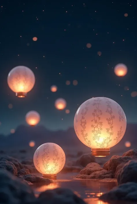 
           Detailed and detailed surreal lots of floating lights floating in the sky in the starry sky Swing lantern lights soft warm dreamy exquisite lanterns( soft glow )

               Fine Detail  ，complex，  Super Quality ，超高清  奇異幻化蓝發光 體積照明 豐富色彩層次 co...