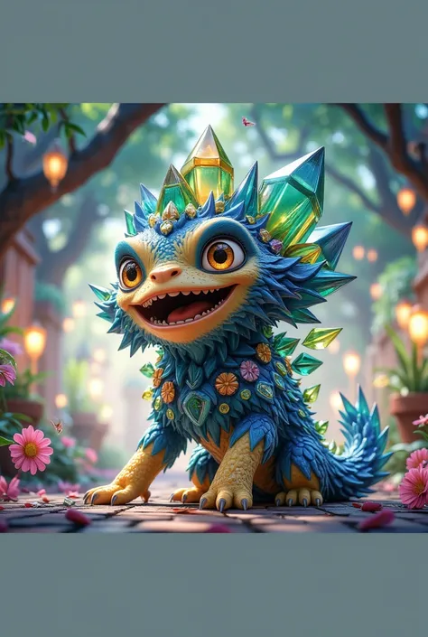 a cute crystal monster, highly detailed 8k, gorgeous bright colors, intricate crystalline structures, magical fantasy creature, glowing gem-like features, photorealistic, extremely high quality, hyper detailed, vivid colors, masterpiece, (best quality,4k,8...