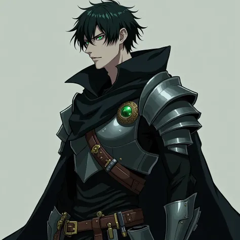  Full size image ,  bath,  from head to toe,  in profile and in front of , Young boy, 24 years old, male anime character , strong,  villain and with armor ,  armor based on his animal spirit, warrior, fighter,  with metal armor ,  full body armor ,  armor ...