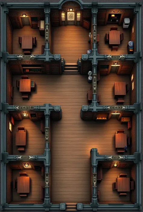  Make a Victorian school plan,  em perspectiva top-down,  show the inside of it without the roof, Show all rooms , faça como se fosse um background de rpg maker 