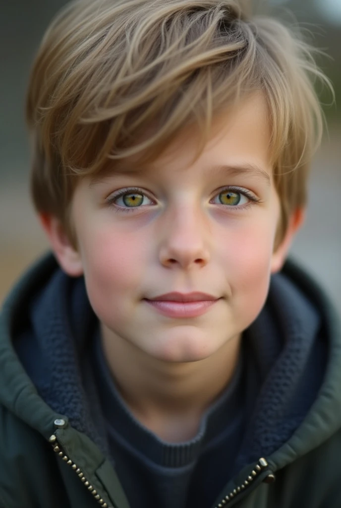 a close up of a young boy with a jacket on, boy with neutral face, portrait cute-fine-face, blonde boy with yellow eyes, soft portrait shot 8 k, cute portrait, perfect face and boy, cute boy, young cute face, realistic portrait photography, color photograp...