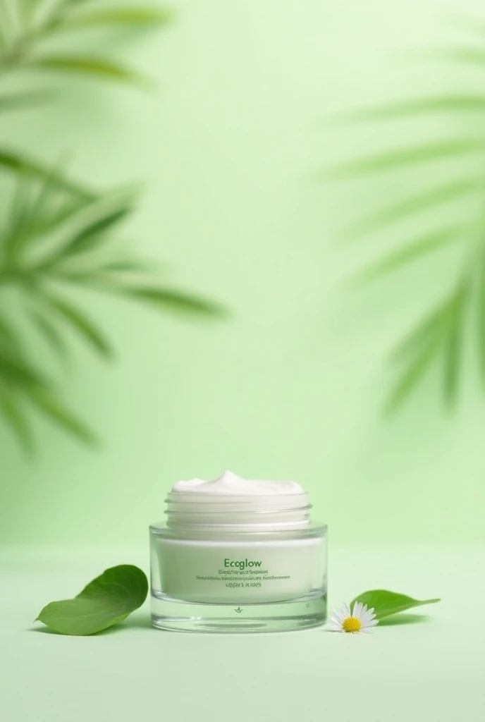 I need an organic glass base for an anti-acne cream that says ecoglow on the logo, with a bottom that makes the product , I need the container to be filled with the product and that on one side it can be seen that the base container is 600ml