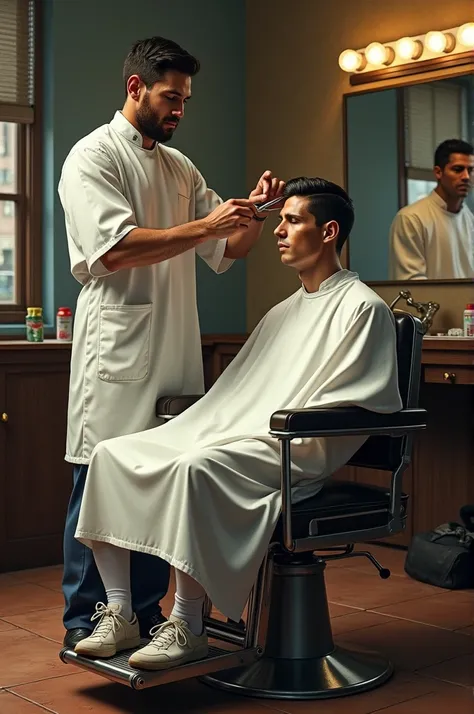 Messi is a barber who cut c.ronaldo hair