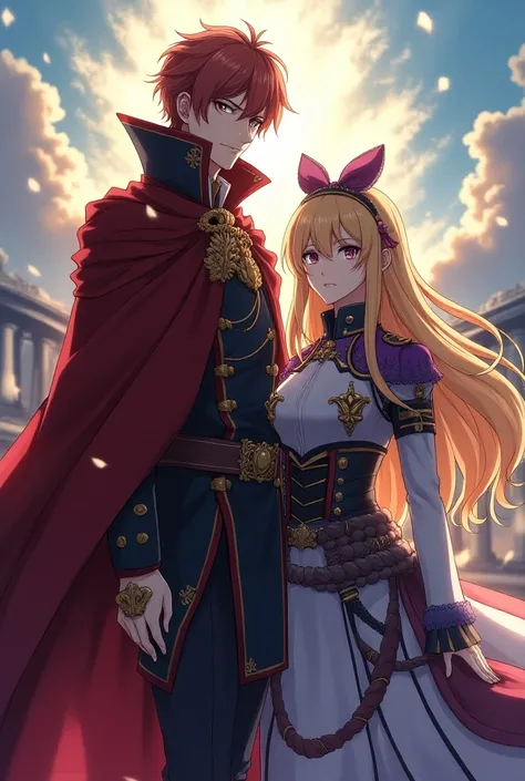 Anime, Fire Emblem Prince wearing a Massive Popped Collar with his Princess wearing a Military Uniform with a Large Downturned Collar