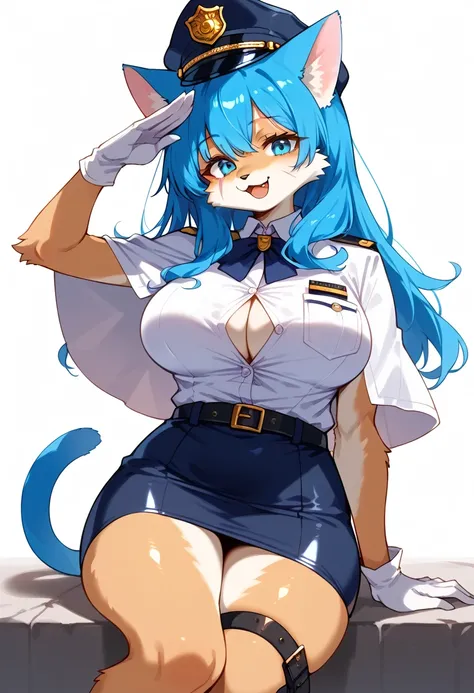 score_9, score_8_up, score_7_up, score_6_up, score_5_up, score_4_up, source_anime, best quality, amazing quality, very aesthetic, absurdres, 1girl, (furry, kemono:1.3), cat, cat girl, brown eyes, cat ears, open mouth, cat tail, blue eyes, blue hair, long h...