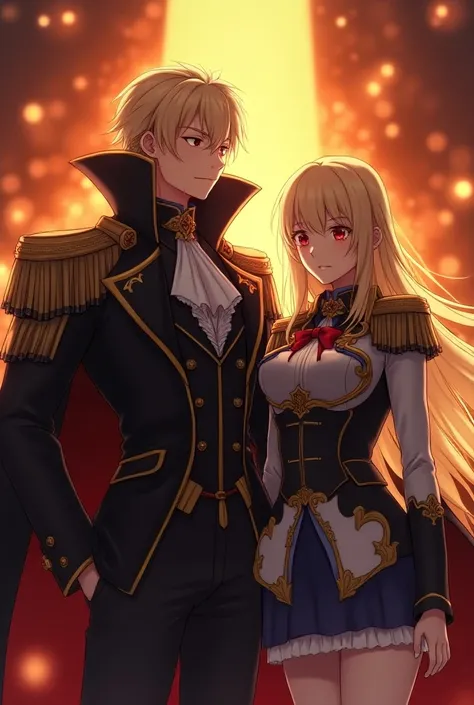 Anime, Fire Emblem Prince wearing a Massive Popped Collar with his Princess wearing a Uniform with a Military Collar