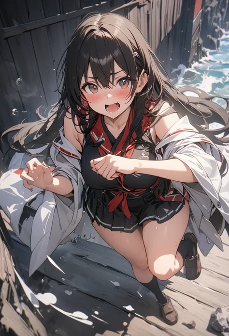 8k,masterpiece,best quality,ultra detailed,break, akagi (kancolle) , full body ,
