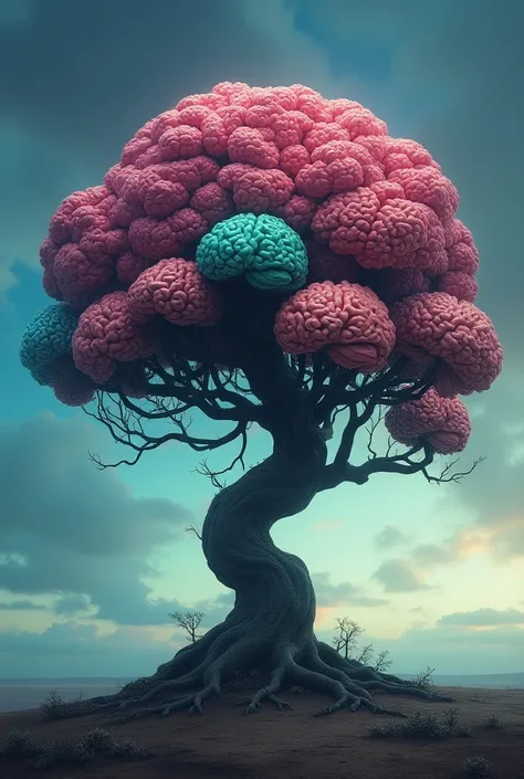 a tree of colored brains 