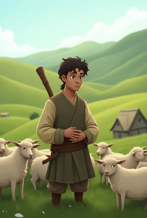 Draw a sad shepherd, Easy animated 
