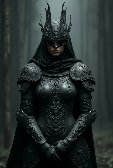 masked woman in armor very detailed and extremely intricately designed very gloomy and very beautifully presented ea sets new standards 