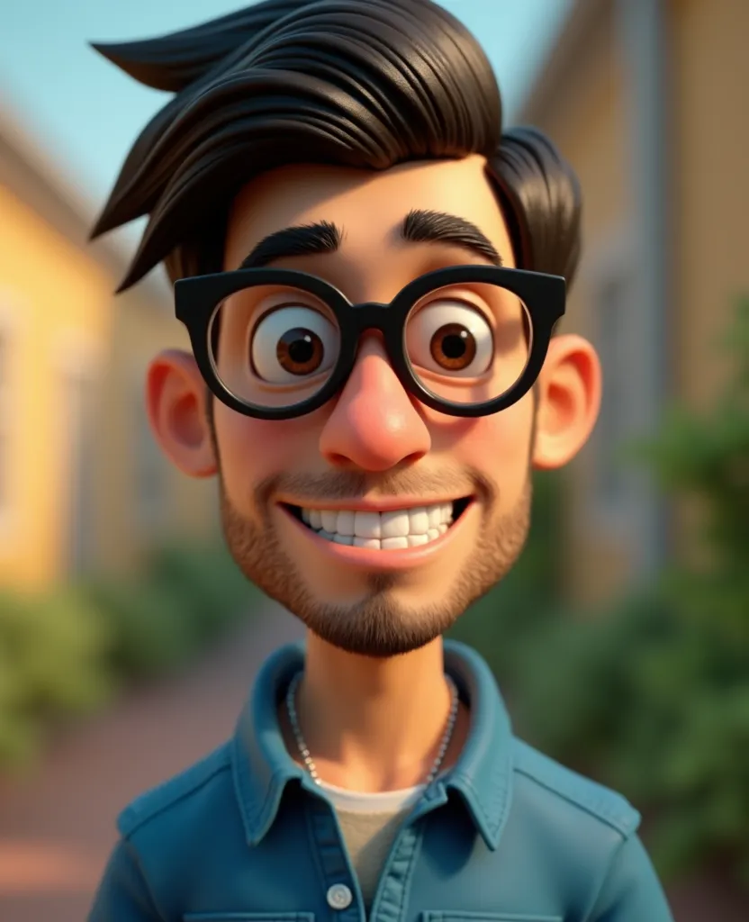   Cartoon character of a man with black glasses and blue shirt,  animated character, Stylized character,  animation style rendering , 3D stylized, Arnold Maya Rendering, Stylized 3D render, toon render keyshot, 3d character, 3d character, Stylized 3D rendering,  3D character rendering , animated cartoon character, Personagem de close up, Character Pose,  (Pixar style) (master part:1.2) (bokeh effect) ( best quality ) (detailed skin) ( detailed texture) (8k) (clay) (  with cannabis theme  ) (sharp focus