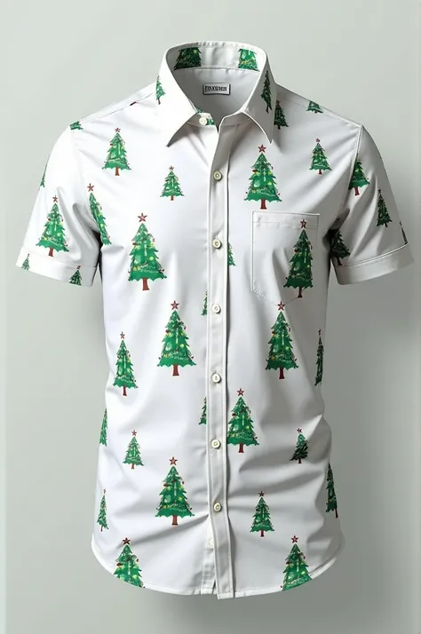 White shirt with Christmas tree pattern 
