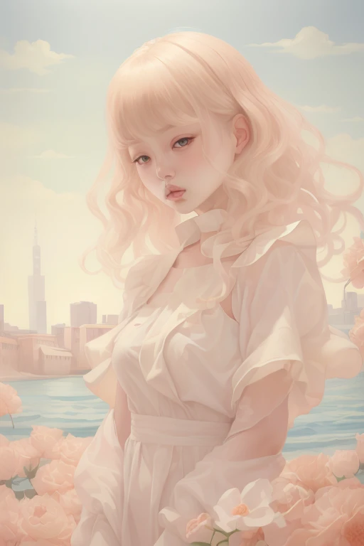 masterpiece,best quality,fenhong,1 girl,pink,city,