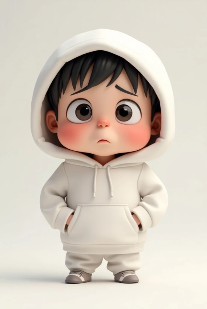 pixarstyle anime baby cute boy little character déformer 3D white oversized hoodie Im so worried