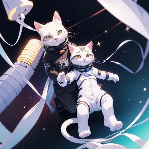  A cat wearing a space suit, In space  
