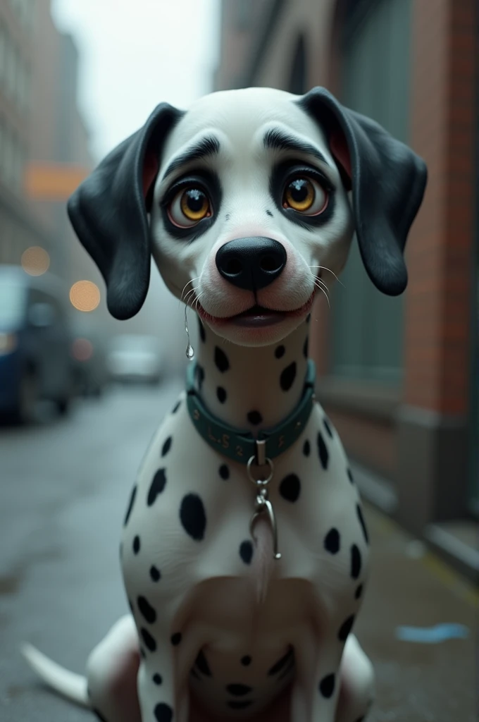 Create a Dalmatian who cries because he lost his job 