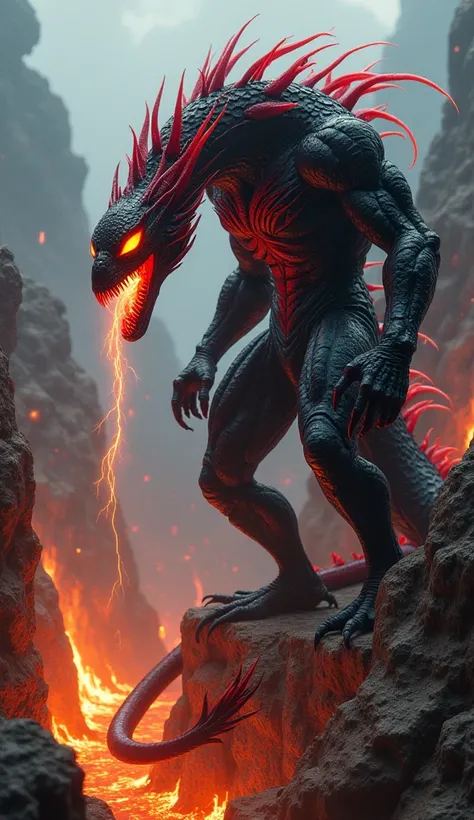 Venom and Red Dragon Monster
The monstrous hybrid’s body retains the dark, sleek black appearance of Venom’s form, but its head is that of a fearsome red dragon, with glowing, fiery eyes. The hybrid creature is covered in glistening black tendrils, its bod...