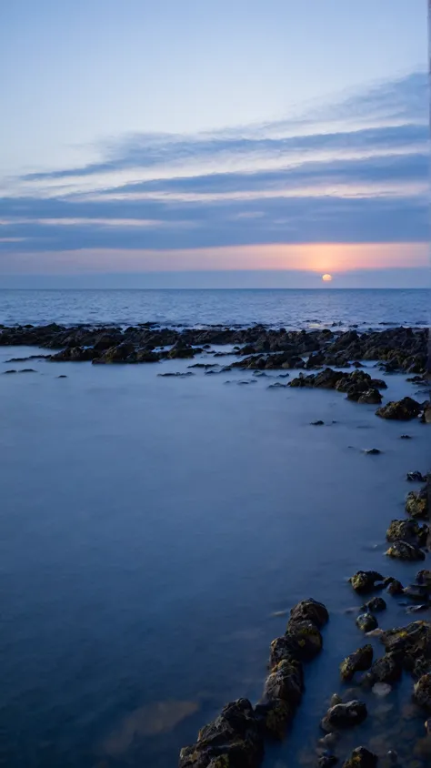 sea,horizontal line, sunrise,Asahi,Winter Morning