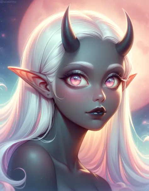 ((masterpiece)), ((highres)), ((1person)), random poses, beautifully detailed succubus girl, ((pastel moon background)), long wh...